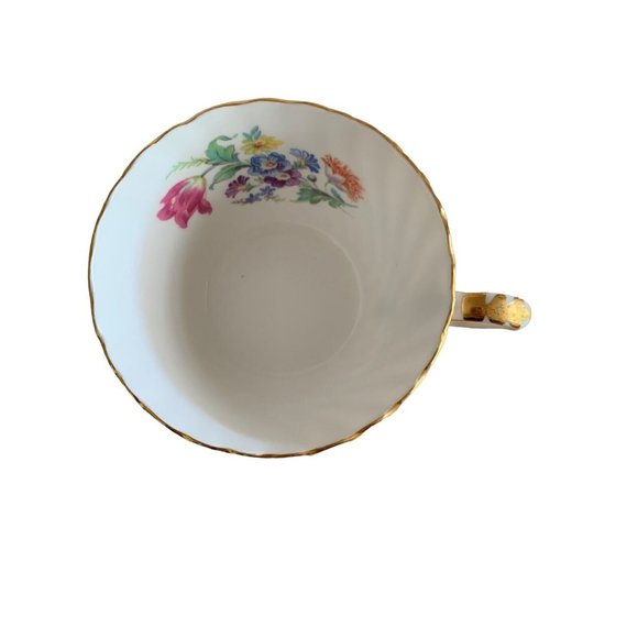 AYNSLEY ENGLAND PASTEL LIGHT PINK SWIRL TEA CUP SAUCER SET FLORAL GOLD RIM #2 Gd - Picture 2 of 14